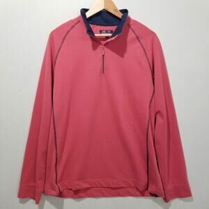 Johnston & Murphy Pullover Mens Large Pink Knit XC4 Extreme Comfort 1/4 Zip